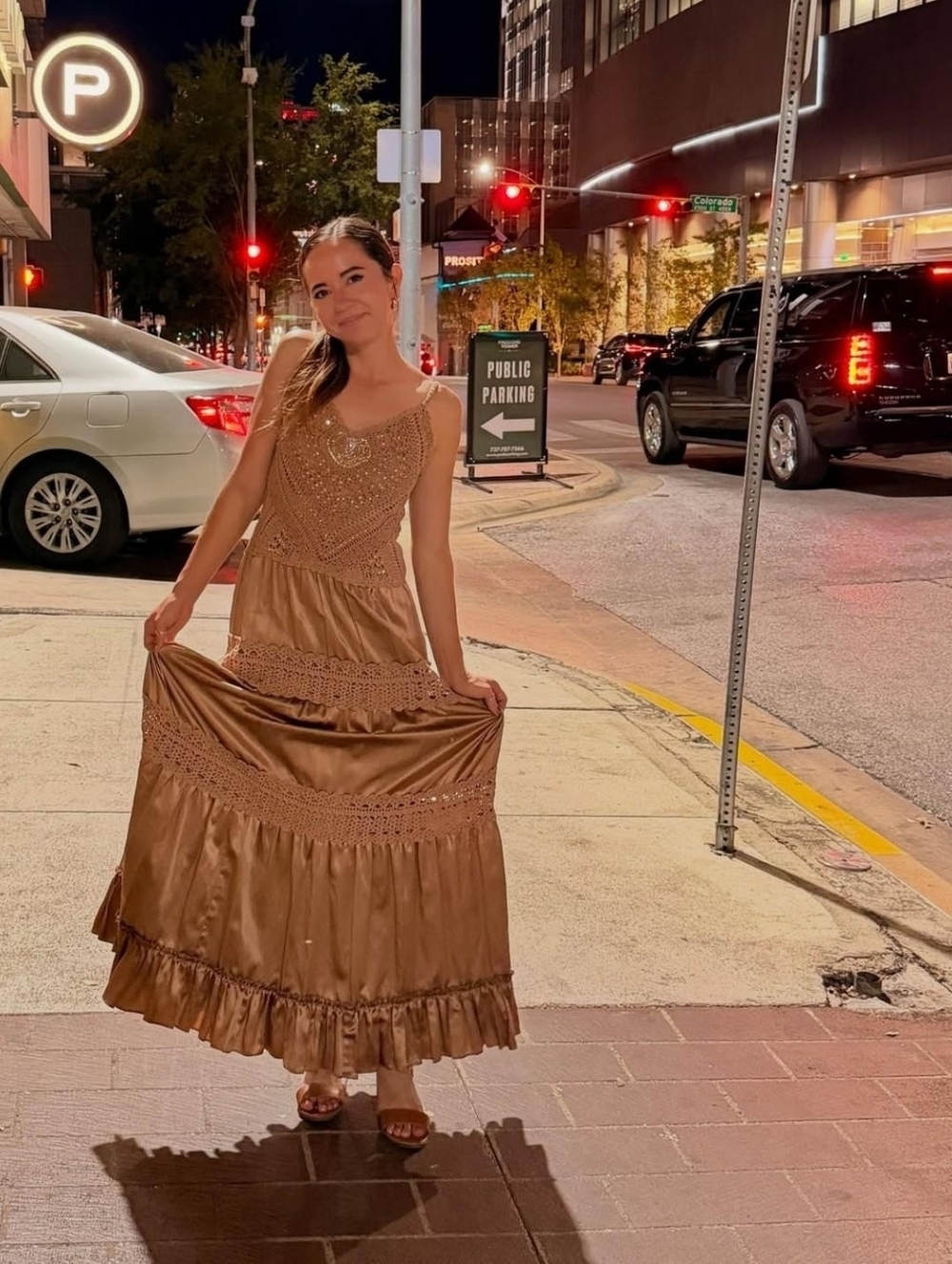 NWT BCBGMAXAZRIA Gold Sequined Beaded Crochet Satin Silk Maxi Boho Dress XS